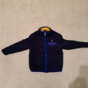Ralph Lauren Dark Blue Quilted Jacket with Gold and Purple Details
